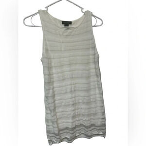 White House Black Market crewneck white tank striped sheer lined blouse